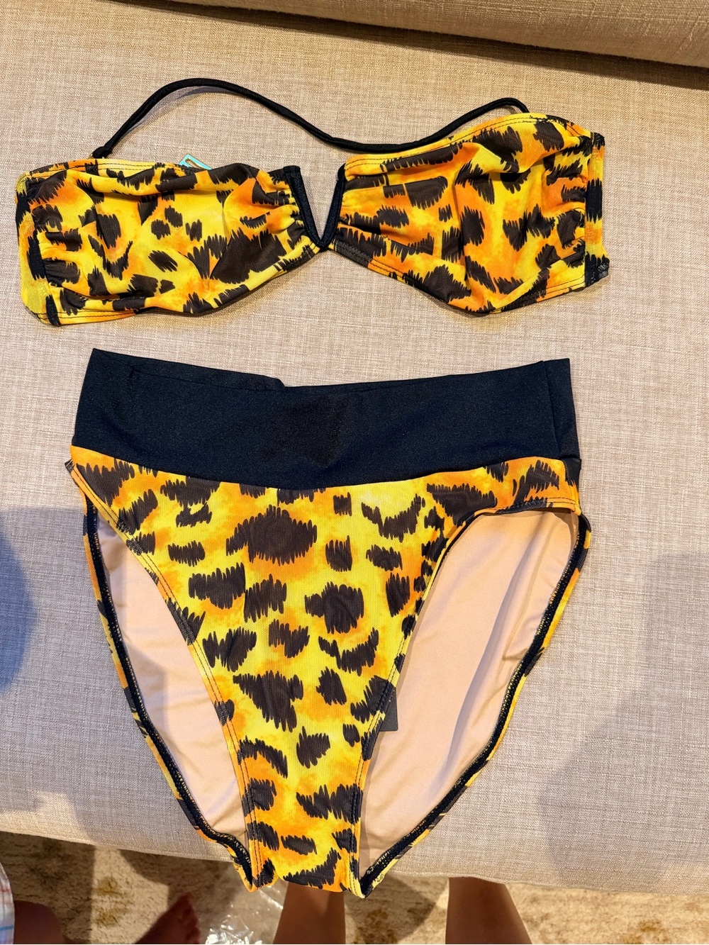 Vanessa Mooney Black and Cream Leopard Swim Set